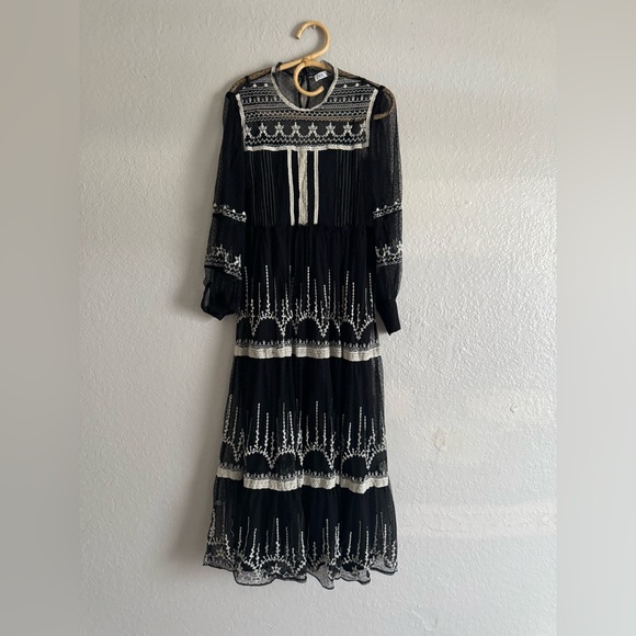 Zara Embroidered Maxi Tulle Dress - Picture 4 of 5